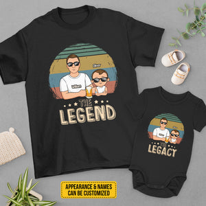 The Legend & The Legacy - Family Personalized Custom Matching T-Shirt And Baby Onesie - Father's Day, Baby Shower Gift, Gift For First Dad