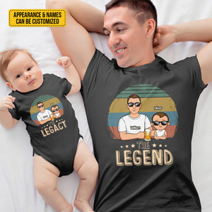 The Legend & The Legacy - Family Personalized Custom Matching T-Shirt And Baby Onesie - Father's Day, Baby Shower Gift, Gift For First Dad