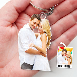 Custom Photo In Your Arms Is My Favorite Place To Be - Couple Personalized Custom Shaped Acrylic Keychain, Car Ornament - Gift For Husband Wife, Anniversary