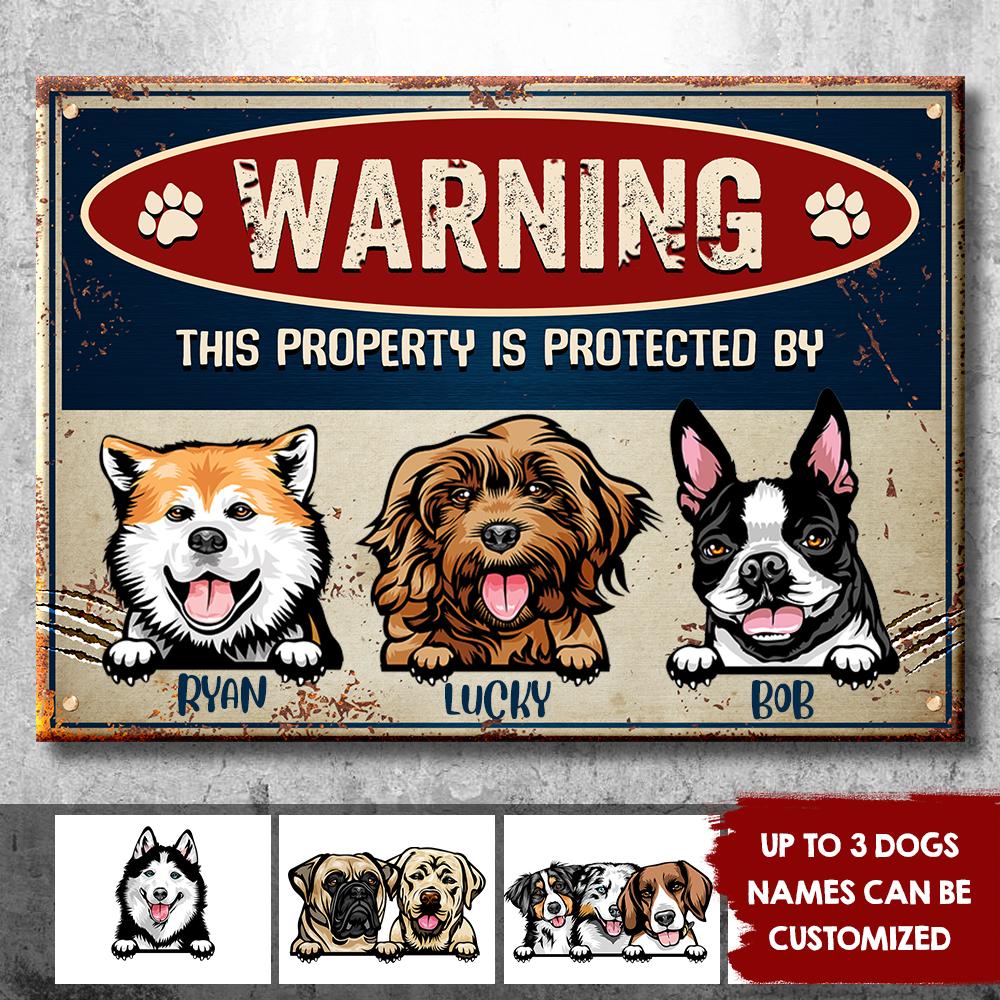 Warning Zone - Funny Personalized Dog Metal Sign.