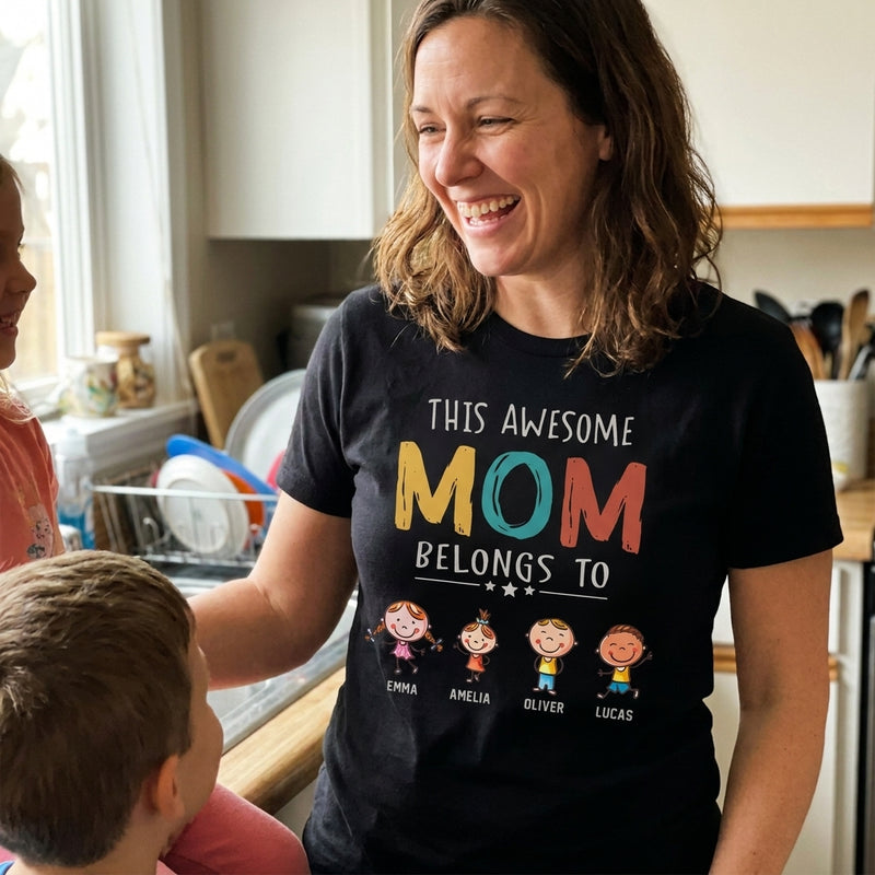 This Awesome Mom Belongs To - Personalized Unisex T-Shirt, Hoodie - Gift For Mom