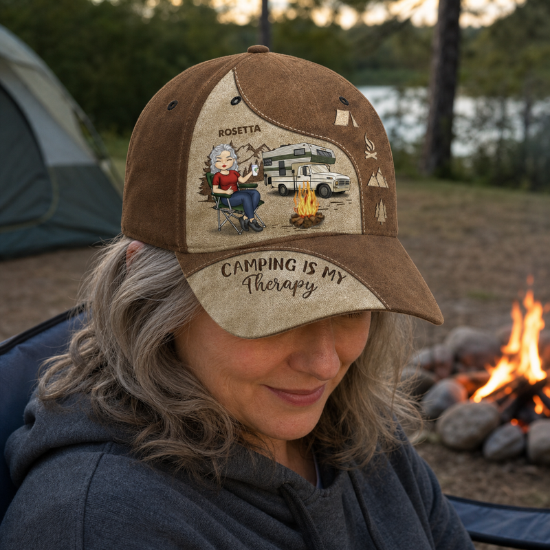 Camping Is My Therapy - Camping Personalized Custom Hat, All Over Print Classic Cap - Gift For Camping Lovers