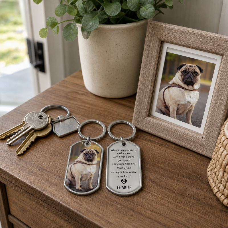 Custom Photo Forever My Furry Angel - Memorial Personalized Custom Keychain - Sympathy Gift For Pet Owners, Pet Lovers