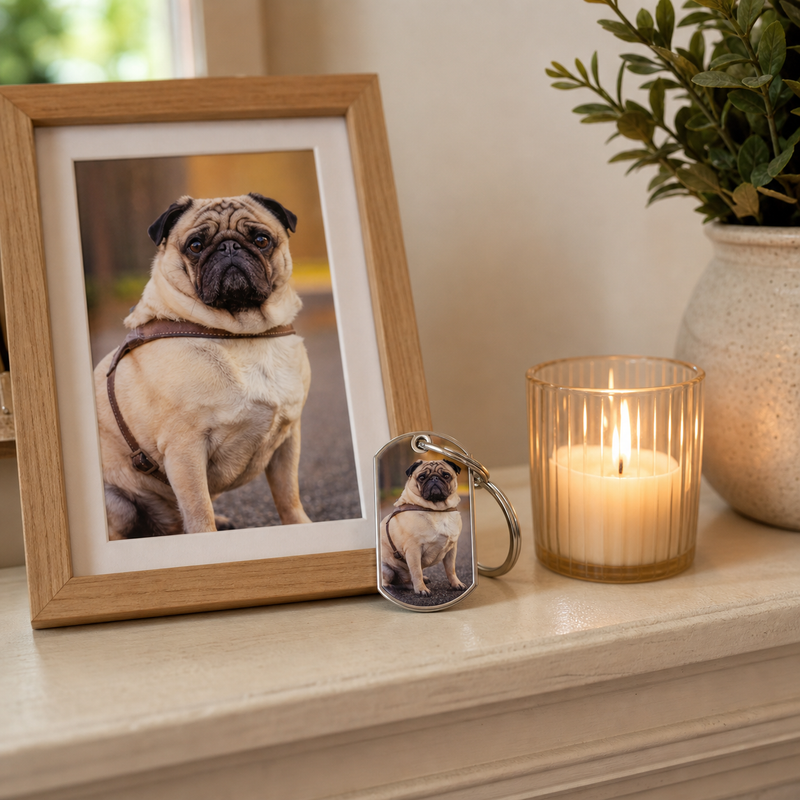 Custom Photo Forever My Furry Angel - Memorial Personalized Custom Keychain - Sympathy Gift For Pet Owners, Pet Lovers