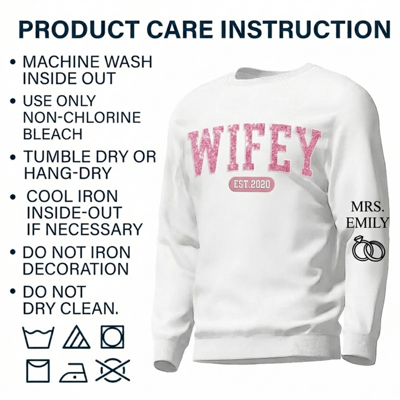 Mrs Est - Couple Personalized Custom Unisex Sweatshirt With Design On Sleeve - Gift For Husband Wife, Anniversary