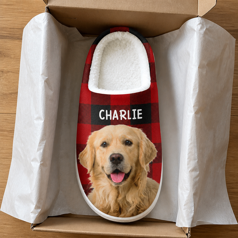 Custom Photo Happiness Is A Warm Puppy - Dog & Cat Personalized Custom Fluffy Slippers - Gift For Pet Owners, Pet Lovers