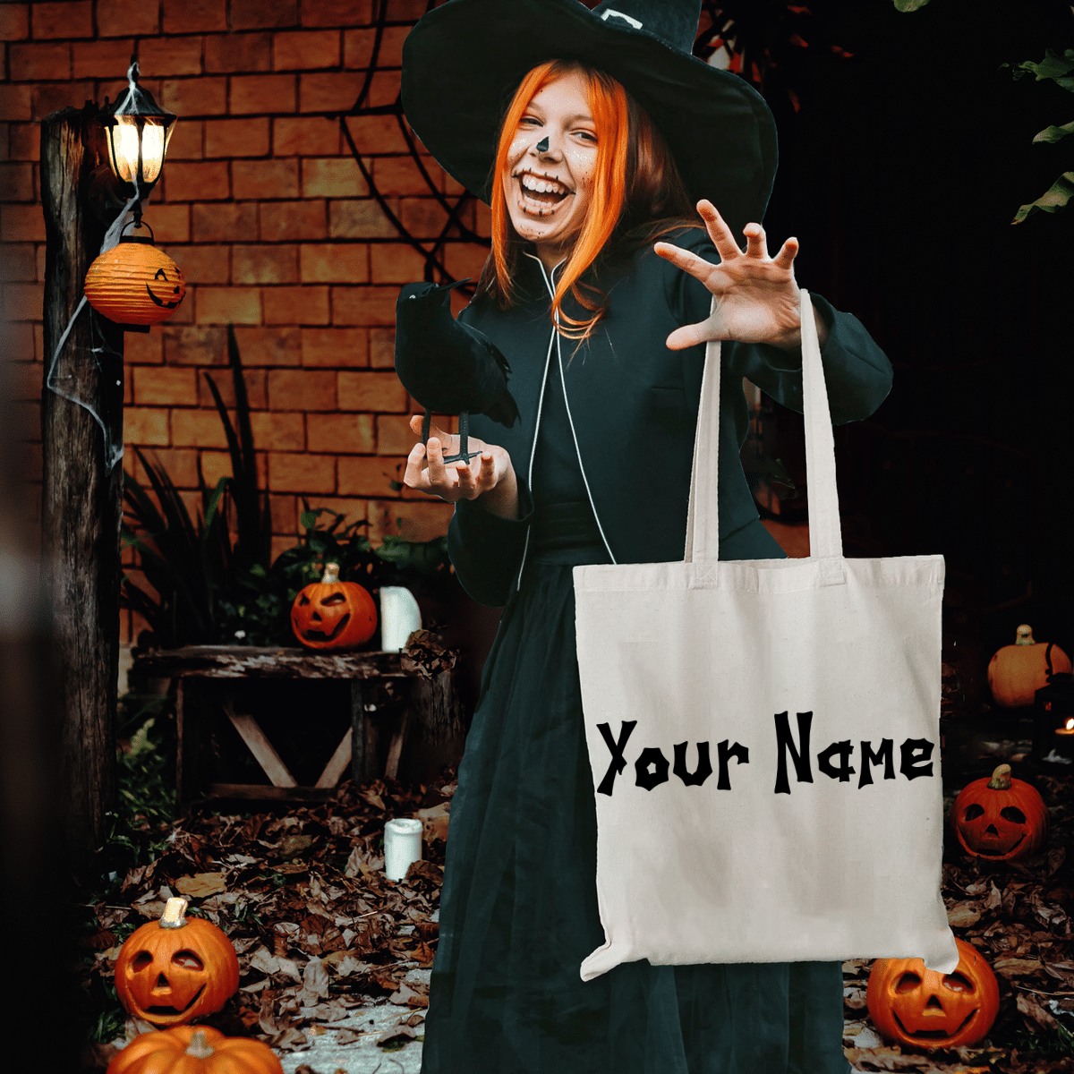 Halloween Monogram Tote Bag