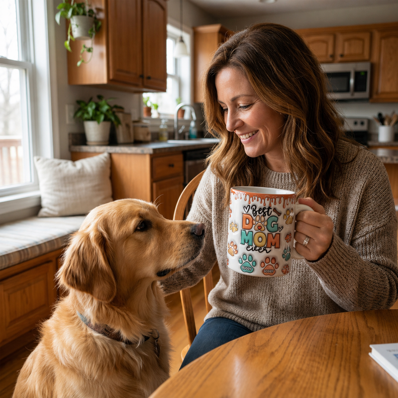 Best Dog Mom Dad Ever - Dog & Cat Personalized Custom 3D Inflated Effect Printed Mug - Christmas Gift For Pet Owners, Pet Lovers