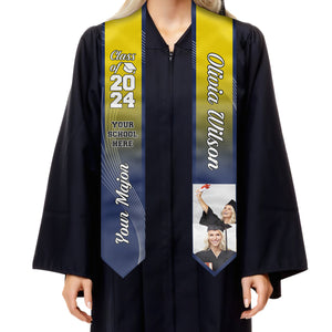 Proud Graduate Of The Class Of 2024 - Personalized Custom Graduation Stole - Upload Image, Graduation Gift