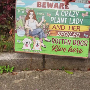 Here Lives A Plant Lover And Her Precious Little Dog - Dog Personalized Custom Home Decor Metal Sign - House Warming Gift For Pet Owners, Pet Lovers