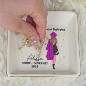 The Tassel Was Worth The Hassle - Family Personalized Custom Jewelry Dish - Graduation Gift For Family Members, Siblings, Brothers, Sisters