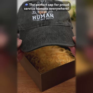 Custom Vintage Washed Denim Baseball Cap - Personalized Birthday Gifts For Dog Cat Lovers, Dog Dad And Mom, Cat Owners - Service Human, Do Not Pet