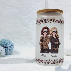 I Smile A Lot More - Bestie Personalized Custom Glass Cup, Iced Coffee Cup - Gift For Best Friends, BFF, Sisters