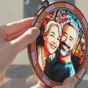 Custom Photo I Fall For You More Every Day - Couple Personalized Window Hanging Suncatcher Ornament - Gift For Husband Wife, Anniversary