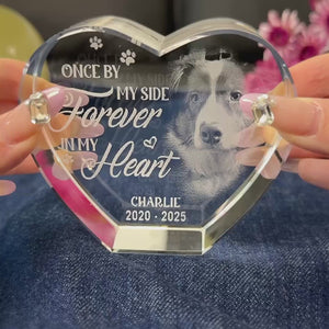 Custom Photo Your Love Lives On In My Heart - Memorial Personalized Custom Engraved 3D Crystal Heart Shaped - Sympathy Gift For Pet Owners, Pet Lovers