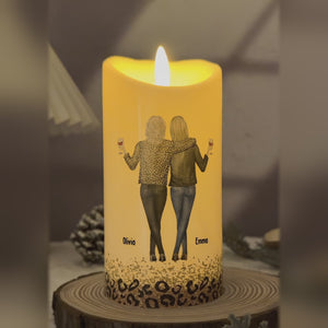 Cheers To Holiday Memories With My Besties - Bestie Personalized Custom LED Candle - Christmas Gift For Best Friends, BFF, Sisters