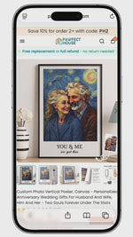 Custom Photo Vertical Poster, Canvas - Personalized Anniversary Wedding Gifts For Husband And Wife, Him And Her - Two Souls Forever Under The Stars