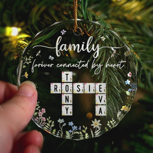 Forever Connected By Heart - Family Personalized Custom Circle Glass Ornament - Christmas Gift For Family Members, Siblings, Brothers, Sisters