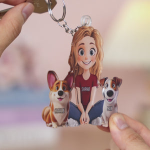 Paws, Love, And Forever Together - Dog Personalized Custom Shaped Acrylic Keychain - Gift For Pet Owners, Pet Lovers