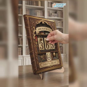 Custom Wooden Tracker Sign - Personalized Bookish Gifts For Book Lovers, Bookworms, Readers - Living Life One Book At A Time