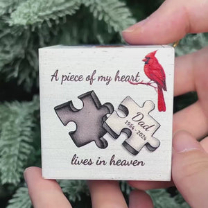 Custom Photo A Piece Of My Heart - Memorial Personalized Custom Wooden Cube Ornament - Sympathy Gift, Christmas Gift For Family Members