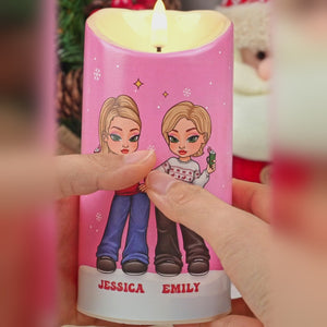 Friendship Without End - Bestie Personalized Custom LED Candle - Christmas Gift For Best Friends, BFF, Sisters