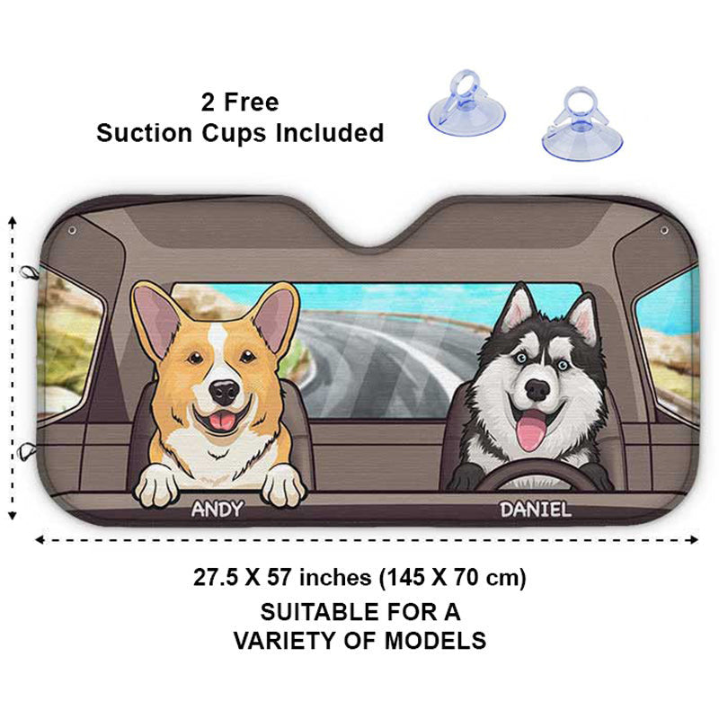 Funny Pets Driving Car - Personalized Custom Auto Sunshade - Gift For Pet Owners, Pet Lovers
