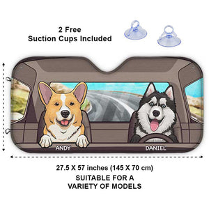 Dogs And Cats - Personalized Auto Sunshade - Gift For Pet Lovers