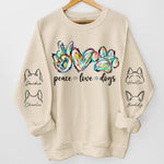 Peace Love Dogs - Dog Personalized Custom Unisex Sweatshirt With Design On Sleeve - Gift For Pet Owners, Pet Lovers