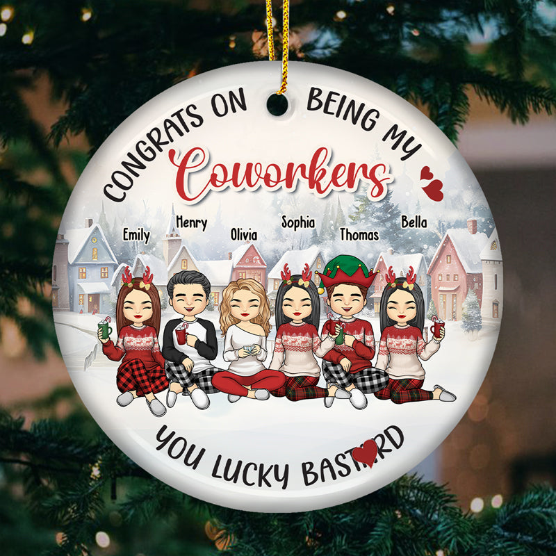 Congrats On Being My Best Friends - Bestie Personalized Custom Ornament - Ceramic Round Shaped - Christmas Gift For Best Friends, BFF, Sisters, Coworkers