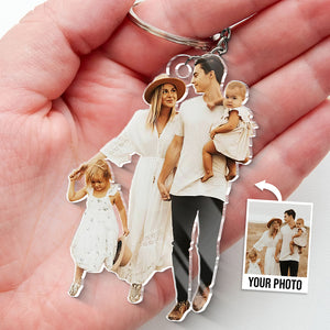 Custom Photo Home Sweet Home - Family Personalized Custom Shaped Acrylic Keychain - Gift For Family Members