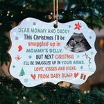 Custom Photo Dear Mom And Dad - Family Personalized Custom Ornament - Wood Benelux Shaped - Christmas Gift For First Mom