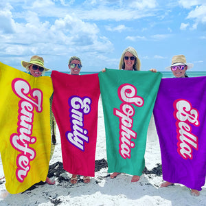 Beach Party All Day Every Day - Family Personalized Custom Beach Towel - Summer Vacation Gift, Gift For Family Members