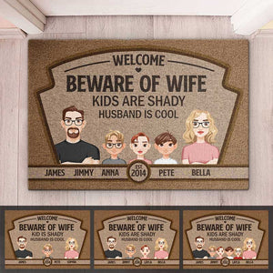 Welcome Family Kids Are Shady - Family Personalized Custom Home Decor Decorative Mat - Gift For Family Members