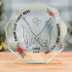 From Our First Kiss - Couple Personalized Custom Nonagon Shaped Acrylic Plaque - Gift For Husband Wife, Anniversary