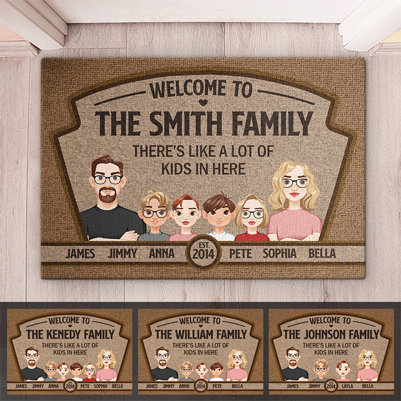 There's Like A Lot Of Kids In Here - Family Personalized Custom Home Decor Decorative Mat - Gift For Family Members