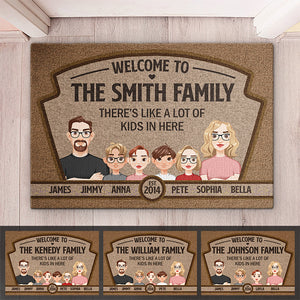 There's Like A Lot Of Kids In Here - Family Personalized Custom Home Decor Decorative Mat - Gift For Family Members
