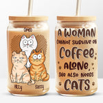 Custom Name Funny Cat Lover Gifts for Women - Personalized Glass Cup