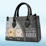 Follow Me Everywhere - Dog & Cat Personalized Custom Leather Handbag - Gift For Pet Owners, Pet Lovers