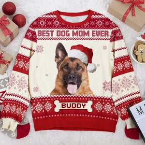 Custom Photo World's Best Dog Mom - Dog Personalized Custom Ugly Sweatshirt - Unisex Wool Jumper - Christmas Gift For Pet Owners, Pet Lovers