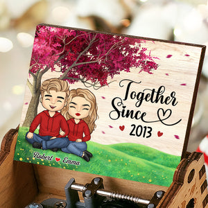 3.7" Custom Photo Love You Till We're Old And Gray - Couple Personalized Custom Music Box - Gift For Husband Wife, Anniversary
