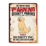 Security Provided By Fur Hero - Dog Personalized Custom Home Decor Metal Sign - House Warming Gift For Pet Lovers, Pet Owners