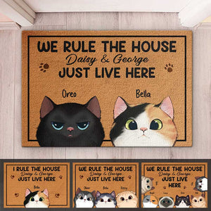 Cats Make The Rule In This House - Cat Personalized Custom Decorative Mat - Gift For Pet Owners, Pet Lovers