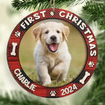 Fur Baby's First Christmas - Personalized Custom Round Shaped Wood Christmas Ornament - Upload Image, Gift For Pet Lovers, Christmas Gift