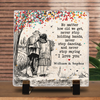 Never Stop Saying I Love You - Couple Personalized Custom Square Shaped Rock Slate - Gift For Husband Wife, Anniversary