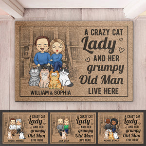 You Me And The Cats - Couple Personalized Custom Home Decor Decorative Mat - Gift For Husband Wife, Pet Owners, Pet Lovers
