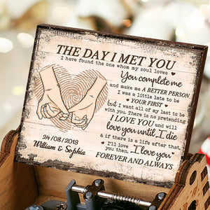 3.7" Custom Photo The Day I Met You - Couple Personalized Custom Music Box - Gift For Husband Wife, Anniversary