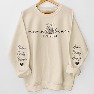 They Call Me Mama Bear - Family Personalized Custom Unisex Sweatshirt With Design On Sleeve - Mother's Day, Gift For Mom, Grandma