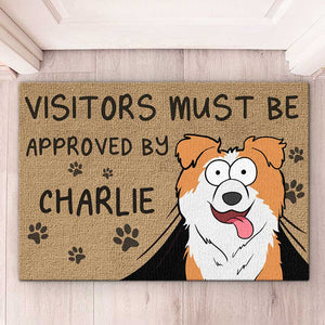Bienvenue aux humains ! Notre paillasson est approuvé par les animaux - Tapis décoratif personnalisé pour chien - Cadeau de pendaison de crémaillère, cadeau pour les amoureux des animaux et les propriétaires d'animaux