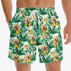 Custom Photo Summer By The Sea - Dog & Cat Personalized Custom Tropical Hawaiian Aloha Men Beach Shorts - Summer Vacation Gift, Birthday Party Gift For Pet Owners, Pet Lovers